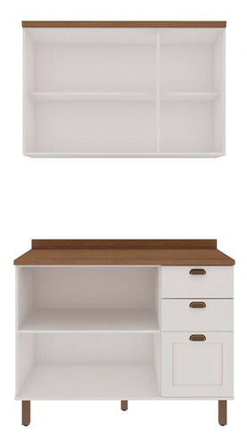 Cozinha Compacta Iluminata 5 Pt 3 Gv Branca E Ébano Cor Branco