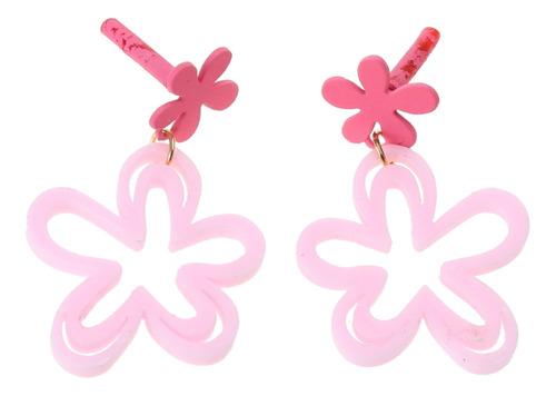 Pendientes Colgantes Con Forma De Flor Hueca, Acrílico Rosa