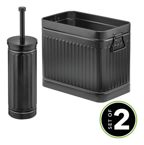 Cepillo De Inodoro Compacto De Metal, Cubo De Basura Rectang