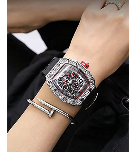 Relojes De Vestir Para Hombre Con Estilo Punk Bling Iced Out