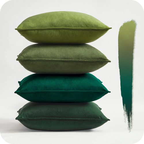 Topfinel Juego 4 Funda Almohada Serie Verde Esmeralda 18 X