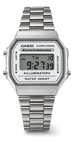 Relogio Casio Vintage A168 Digital Todo Prata Unissex