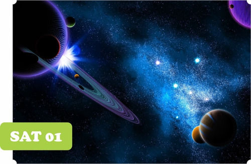 Imagem 2 de 4 de Adesivo Papel De Parede Planetas Sol Saturno Mercúrio 8m²