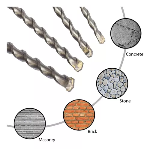  Sabre Tools Juego de 4 brocas SDS Plus de 12 pulgadas, punta de  carburo, brocas de martillo giratorio para ladrillo, piedra, hormigón (5/8  x 12 pulgadas, 3/4 x 12 pulgadas, 7/8