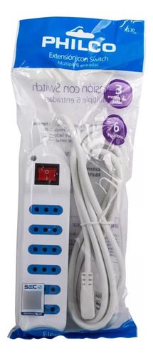 Alargador Eléctrico Philco Xt30 3 Mts 6 Pos B / Tecnocenter