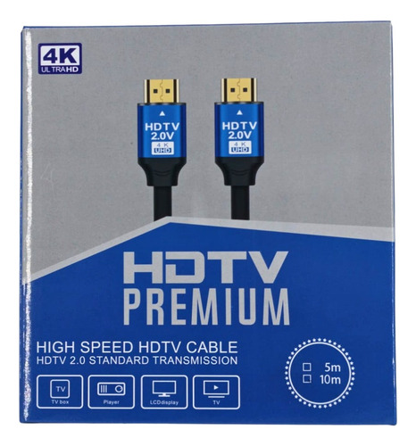 Cabo Hdmi 2.0 5 Metros 4k Blindado - Conectores 24k Gold