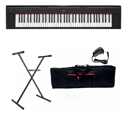 Combo Teclado Yamaha Piaggero Np32 76 Teclas + Funda Y Pie Color Pack