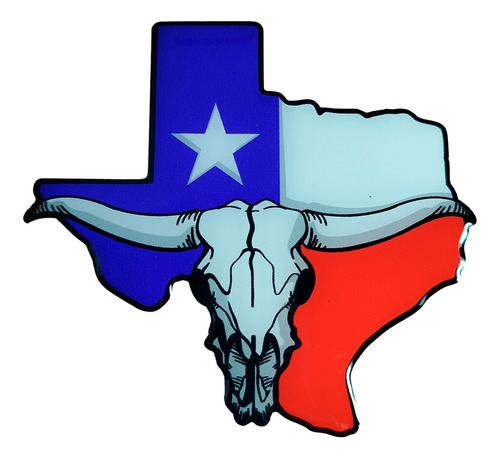 Adesivo Emblema Mapa Texas Longhorn Branco Resinado Res285