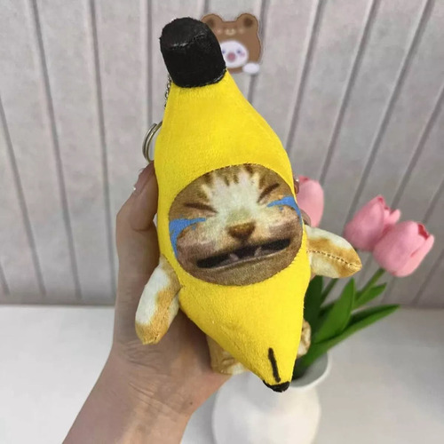 Y 2 Peluches De Gato Plátano Feliz Llorando