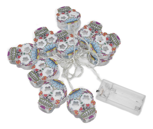 Cadena Led De 10 Luces Led Con Forma De Calavera Para Hallow