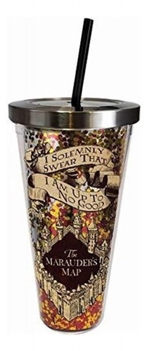 Harry Potter Vaso De Doble Pared Acrilico Con Purpurina Dis