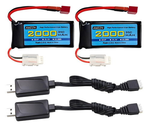 Amzzn 3s Lipo Batería 11.1v Mah 35c Con Enchufe En T Para .