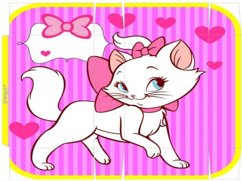 Kit Imprimible Candy Bar Gatita Marie Fiesta 3x1