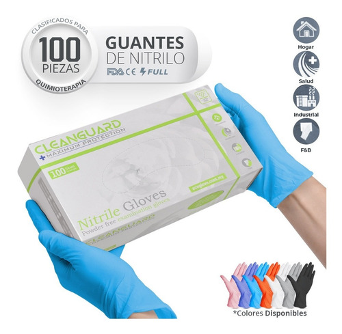 Imagen 1 de 9 de Guantes Nitrilo Desechables Uso Médico,examinación Sin Polvo