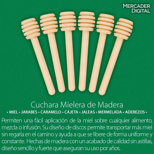 Para A 100 Pzs Cuchara Mielera Madera Pala Miel Palito / .
