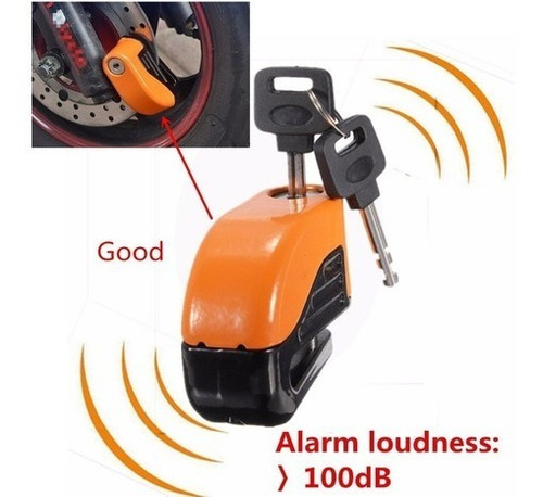 Imagen 3 de 5 de Traba Discos Candado Con Alarma Lk 699 Motos- Bicicleta