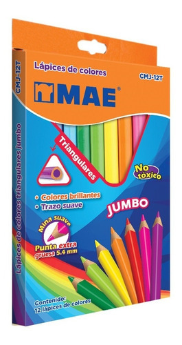 Lapices Colores Triangulares Jumbo Mae Cmj-12t Con 12 Pi /v