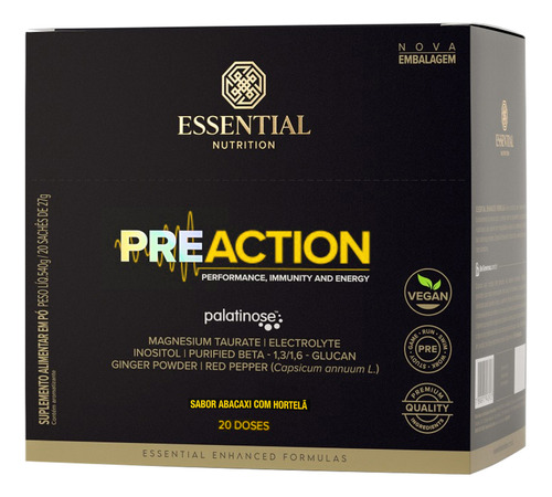 Pre Action Abacaxi Hortelã - Essential Nutrition - 20 Sachês