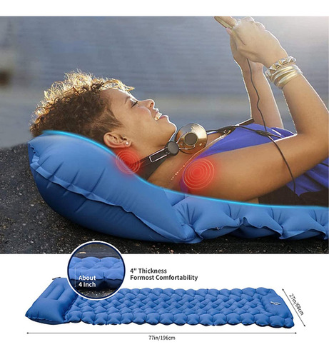 Colchoneta Inflable Para Dormir Con Almohada, Bomba De Pie I