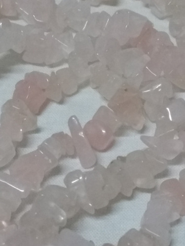 Colar De Cascalho De Quartzo Rosa Sem Fecho Pedra Legítima