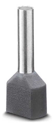 500 X Terminal Conector Tubular Ilhós Duplo 0,75mm Cinza