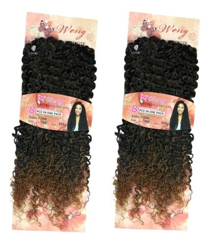 Combo 2 Cabelos Organico Cacheado Afro Para Crochet Braids Cor Preto Com Californiana Mel T1b/27