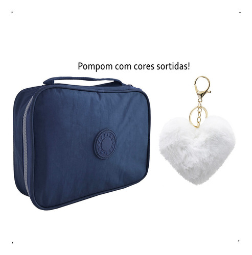 Estojo 100 Pens Organizador Feminino + Chaveiro Pompom Cor Azul-marinho Nome Do Desenho Xfping