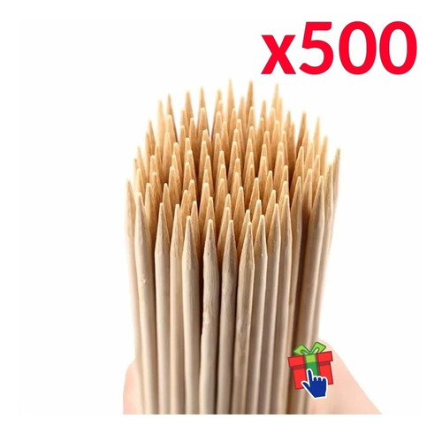 Imagen 1 de 5 de Palitos Madera Brochette 30cm X 500 Pinches Duros Brocheta