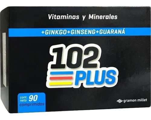 102 Plus Vitaminas Minerales Ginko Ginseng Guarana X 60 Comp