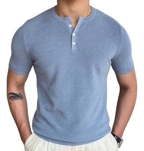 Verano Hombres Casual Color Sólido Manga Corta