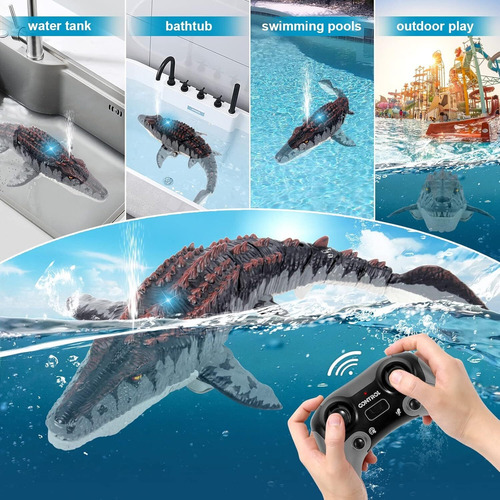 Juguete De Mosasaurus,dinosaurio Rc Con Luz Y Agua Rociadora