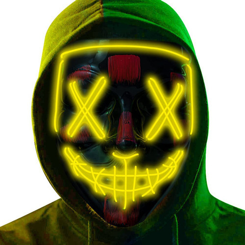 X2 Mascara Luz Led La Purga Halloween Terror Cosplay Color Amarillo Shiny Green