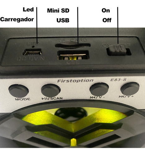 Imagem 4 de 8 de Caixa De Som Bluetooth Amplificada Portátil Mp3 Usb Sd E83s Cor Preto Voltagem 110v/220v