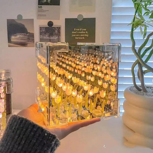 Diy Espejo Led Cube Tulipanes Lamparas Led Lamparas De Noche