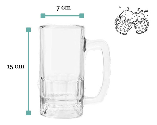 Tarro Cervecero Vidrio Templado Grueso 360 Ml (8 Pzas)