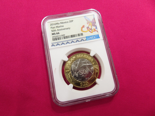 Certificada 20 Pesos Plan Marina Ngc Ms-66 Hermoso Brillo