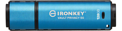 Memoria Usb-a Kingston Ironkey Vault Privacy 50 128gb Aes256 Color Azul Liso