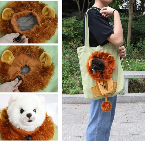Bolsa De Ombro De Lona Em Formato De Leão Para Cães Pequenos