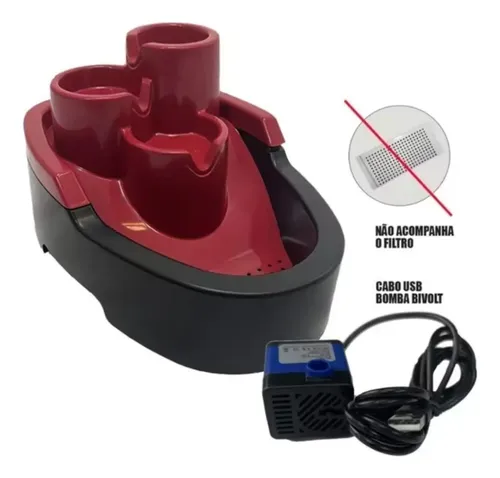 Bebedouro Automático Gato Cachorro Fonte DuraPets 2.5L Vermelho