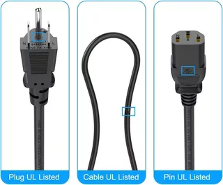 5ft Computer Monitor Tv Replacement Power Cord, 18 Awg 3 Pro
