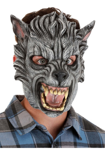 Máscara Hombre Lobo Terror Gris Disfraz Halloween Terror