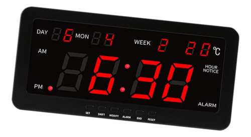Pantalla De Temperatura De Reloj De Pared Digital Rojo