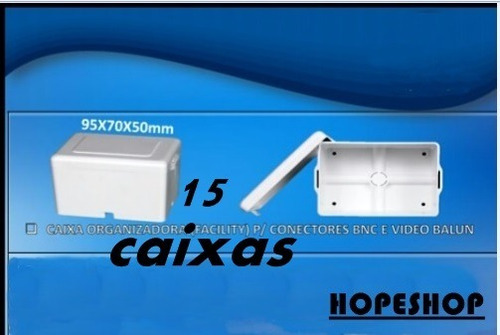 Kit C/15 Cx Sobrepor Quadrada 95x70x50mm Branca Cftv Balun 