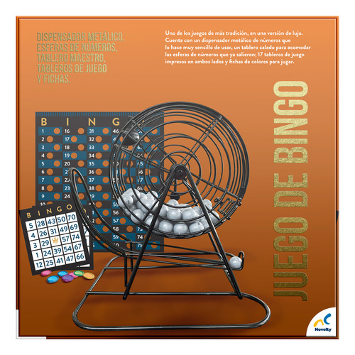 Set Juego De Mesa Bingo Con Dispensador Metálico