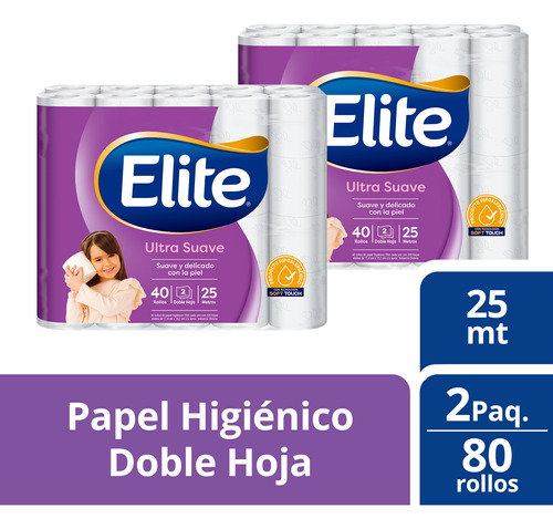 Pack De 2 Papel Higiénico Elite Ultra 25mts X 40