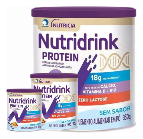 3 Latas Suplemento Nutridrink Protein Sem Sabor Danone -350g