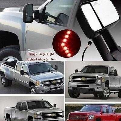 Pair Power LED Signal Towing Mirrors for 07-13 Chevy Silverado 1500/2500/2500HD