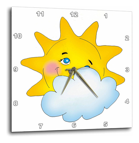 3drose Dpp__2 Lindo Sol Con Reloj De Pared De Nube, 13 Por 1