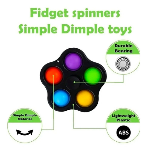 Imagen 4 de 9 de Llavero Pop It 5 Burbujas Con Spinner Blanco Negro Ansiedad
