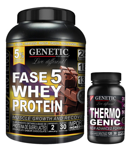 Proteína Fase 5 Thermogenic Fuerza Quemador De Grasa Genetic Sabor Chocolate
